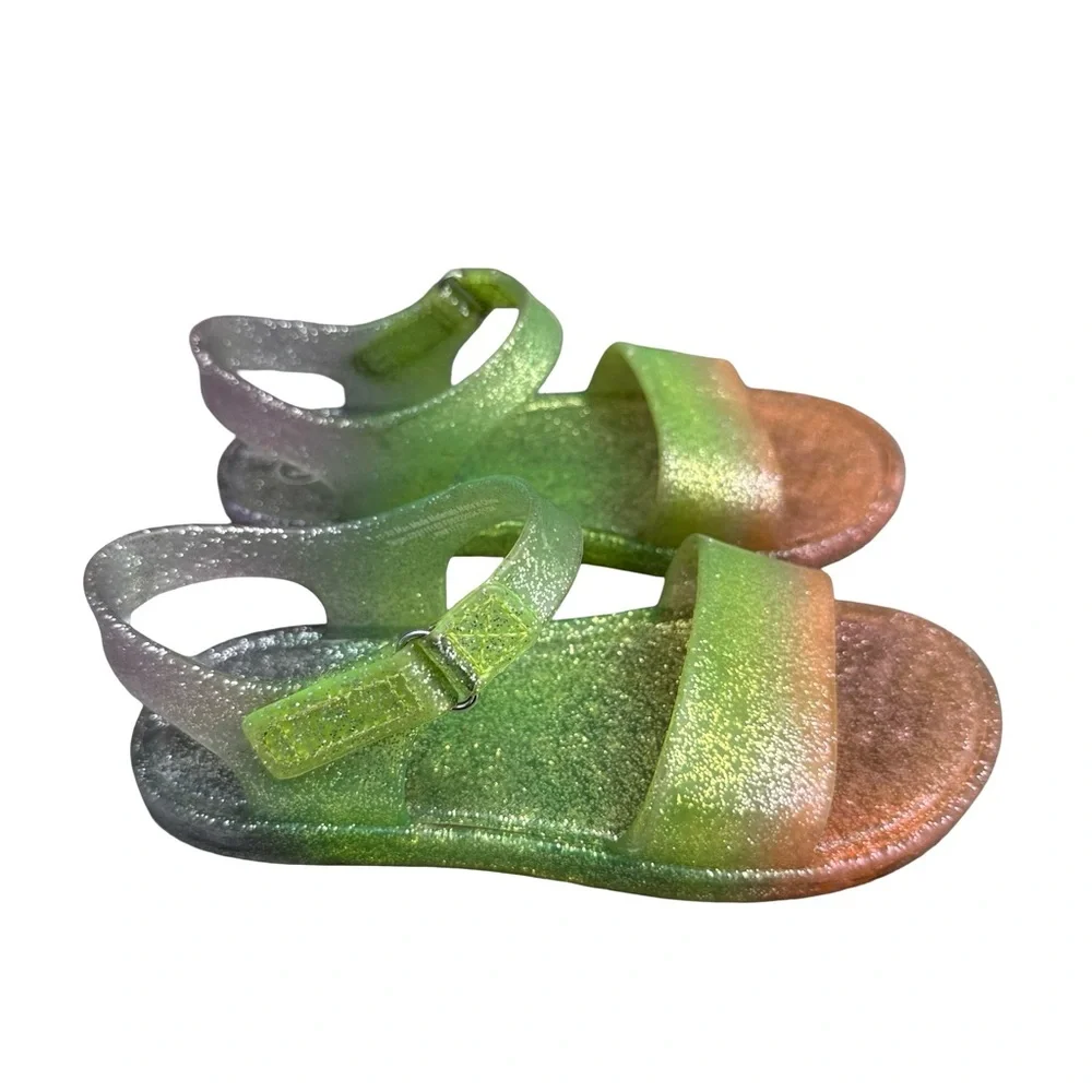 Cat & Jack Tessa Multi Ombre Glitter Hook & Loop Jelly Sandals Size 11